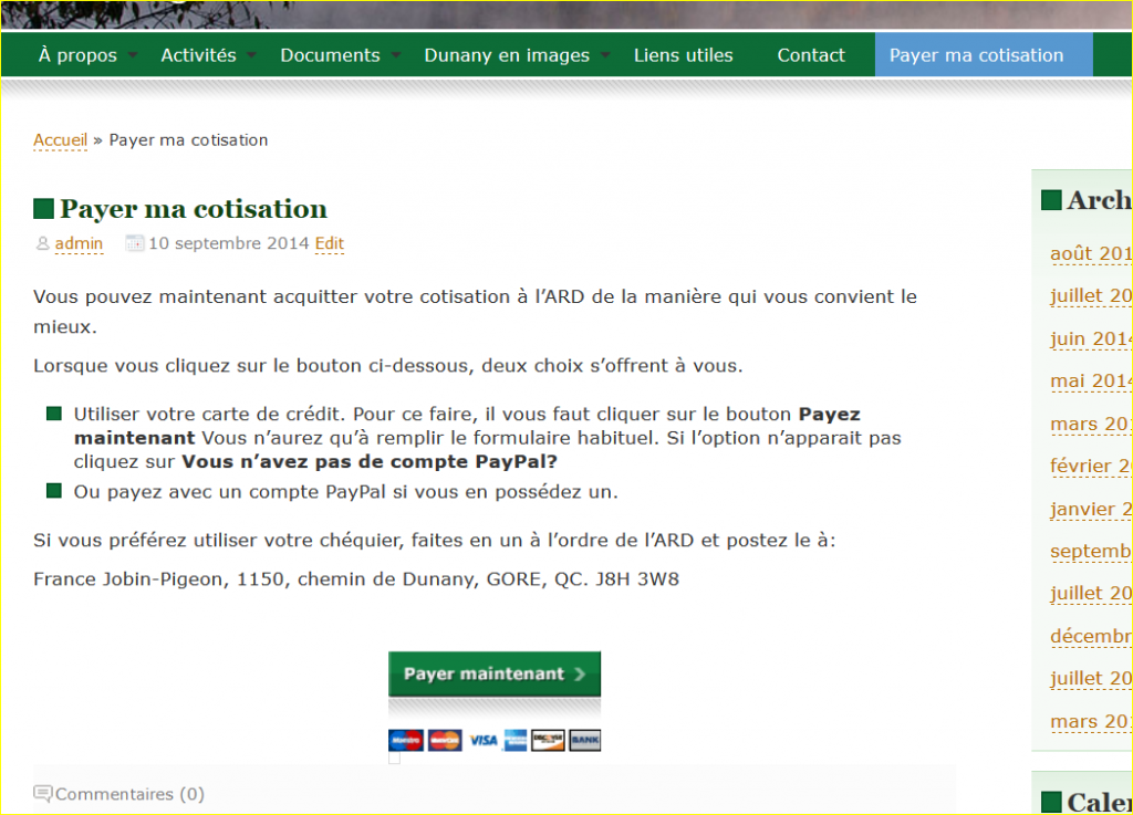 Payer ma cotisation